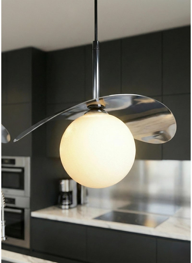 SPOLUX Modern Lighting, Single pendent, Light, Minimal modern Pendent, Chrome Color, 27x22x100 cm, Suitable for bedroom and living room, Bedside light - Image 4